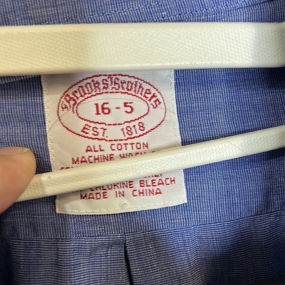 Brooks Brothers Blue Button Down Long‎ Sleeve Shirt Size 16-5 - Picture 5 of 8
